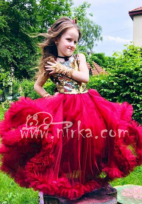 Сукня золото з бордо (фатін)